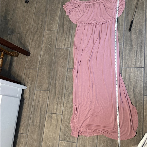 Sweet Lovely size medium women’s maxi dress w/ pockets. Blush. On/off shoulder - Picture 9 of 10